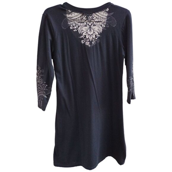 ETRO Burnout Cotton Blend V-Neck Mini Dress, 3/4 Sleeves, Size IT 44, US (8-10) - Picture 4 of 7